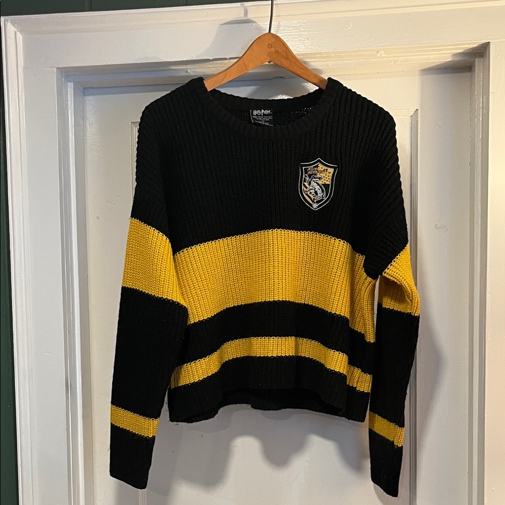 Bioworld Black and Yellow Striped Crew Neck Sweater